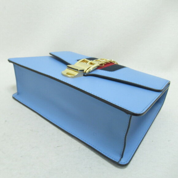 Gucci Sylvie Shoulder Bag Leather Blue - Picture 4 of 9